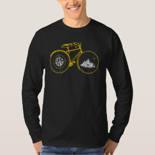 Rad mit Kompass und Gebirge - Fahrrad T-Shirt