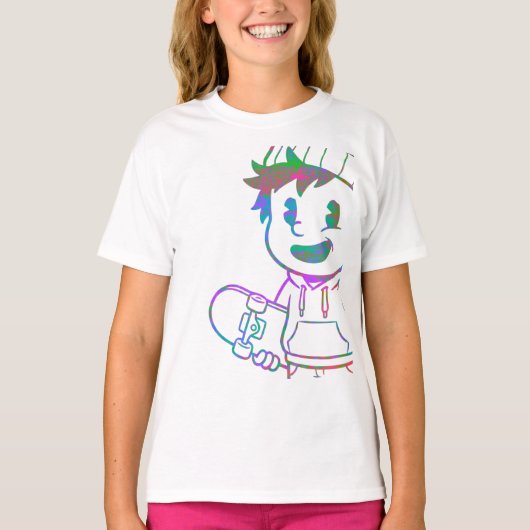 Rad Orange: Skater Boy Retro T-Shirt (Vorderseite)