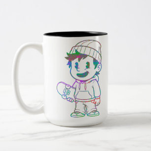 Rad Orange: Skater Boy Retro Zweifarbige Tasse