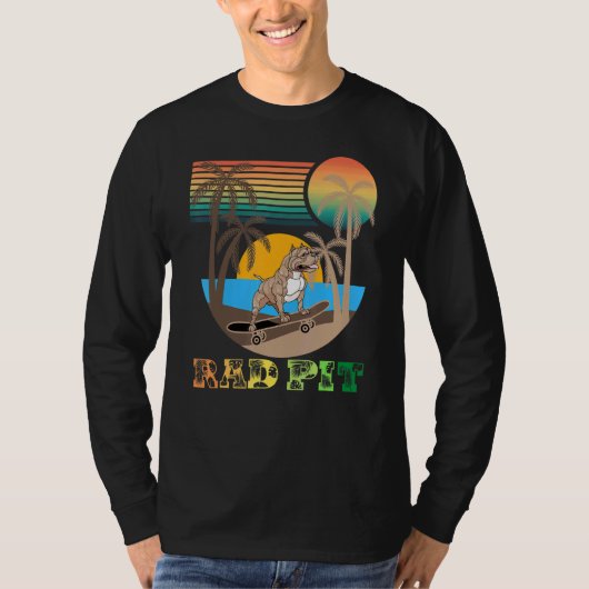 Rad Pit Awesome Retro Beach Skateboarding Pitbull T-Shirt (Vorderseite)