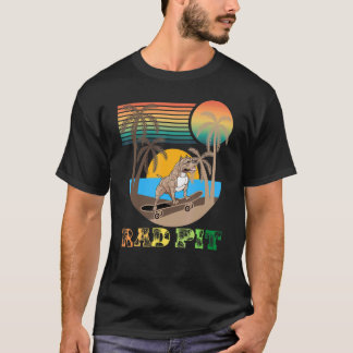 Rad Pit Awesome Retro Beach Skateboarding Pitbull T-Shirt