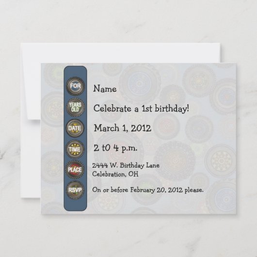 Rad-Reifen-Auto-LKW-Thema scherzt Party Einladung (Rückseite)