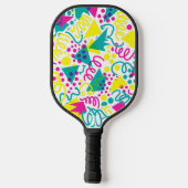 Rad Retro Memphis Muster Neon 80er Pop Art Pickleball Schläger (Rückseite)