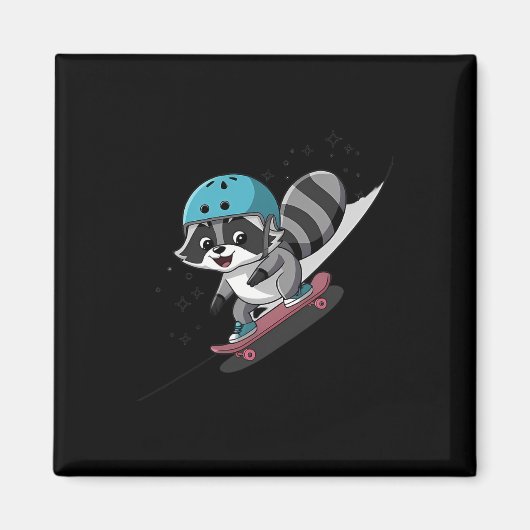 Rad Rocket Waschbär Skateboarding Star Magnet (Vorne)