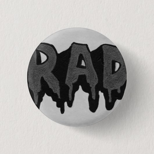 'Rad' Schwarz-Weiß-Grunge-Abzeichen Button (Vorderseite)