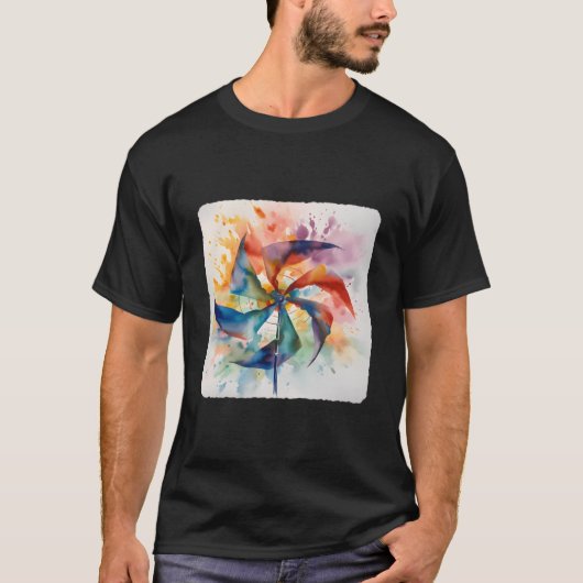 Rad Singen Wind Farbige Rotationsblätter T-Shirt (Vorderseite)