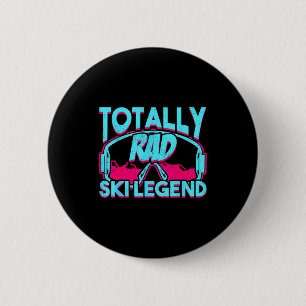 Rad Ski-Legende Retro-Vintage 80er 90er Skiausrüst Button