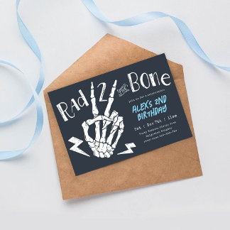 Rad TWO the Bone, Boys Halloween Second Birthday Einladung