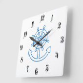 Rad und Anker des Schiffes Quadratische Wanduhr (Winkel)