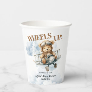 Rad up Teddy Bear Airplane Babydusche Pappbecher