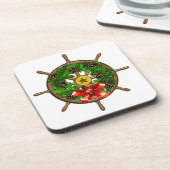 Rad-Xmas-Kranz aus Holz Untersetzer (Linke Seite)