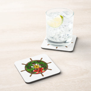 Rad-Xmas-Kranz aus Holz Untersetzer