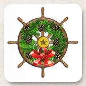 Rad-Xmas-Kranz aus Holz Untersetzer (Vorderseite)