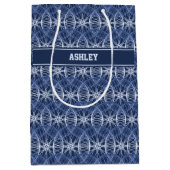 Radblaues Muster individuelle Name Mittlere Geschenktüte (Vorderseite)