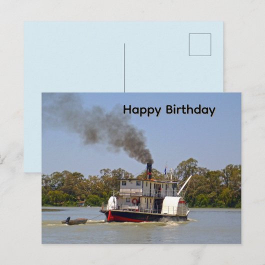 Raddampfer auf dem River Murray Bday Postkarte (Vorne/Hinten)