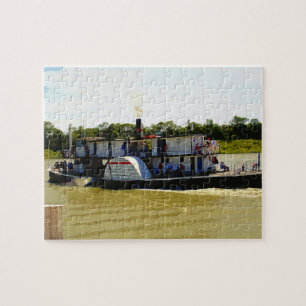 Raddampfer auf Fluss Aquarell, Puzzle