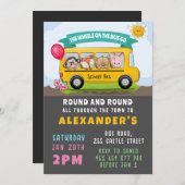 Räder auf dem Bus zum Geburtstag Einladung (Vorne/Hinten)