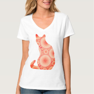 "Räder des Lichts" Katze - Korallenorange T-Shirt