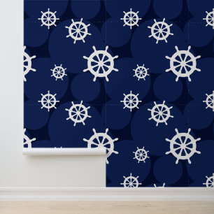 Räder und Runden von Schiffen, blau und weiß Tapete
