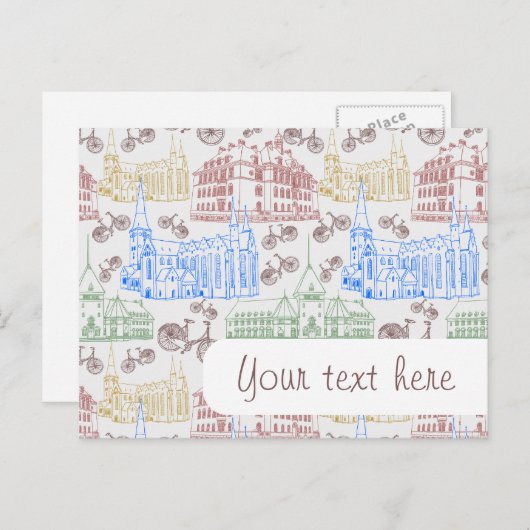 Radfahren Aarhus, gemustert Postkarte (Vorne/Hinten)