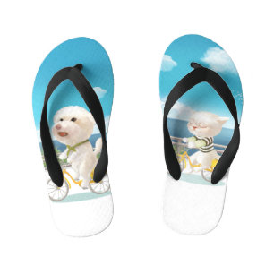 Radfahren am Meer: Lächelnder Bichon & Bao Bao Art Kinderbadesandalen