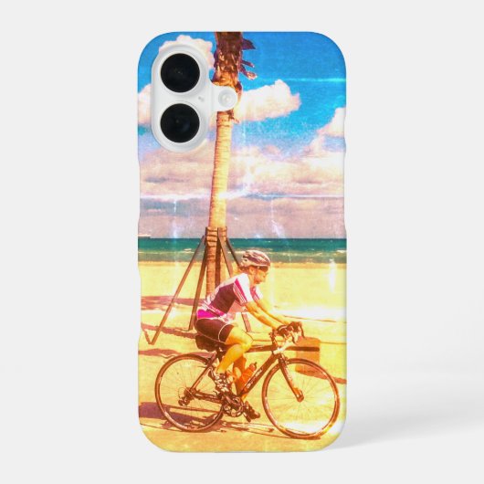 Radfahren am Strand iPhone 16 Hülle (Rückseite)