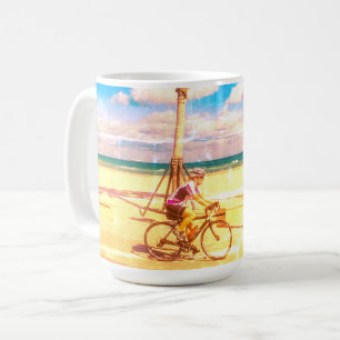 Radfahren am Strand Kaffeetasse