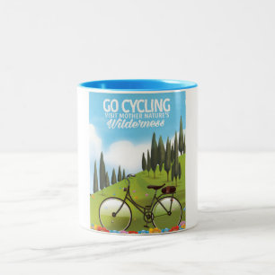 Radfahren "Besucht die Wildnis der Mutter Natur" Zweifarbige Tasse