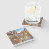 Radfahren durch Italien Kunstkunst Steinuntersetzer (Seitenansicht)