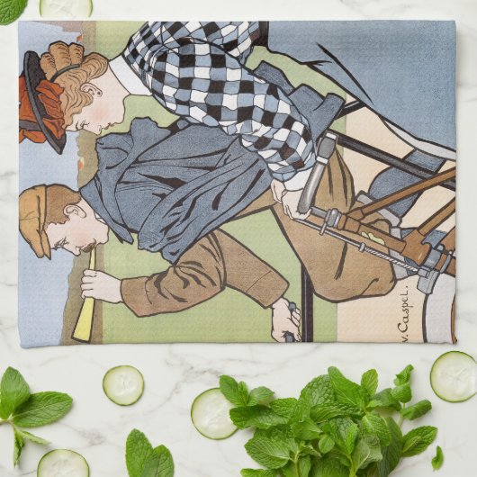 Radfahren, Fahrräder, Van Caspel Geschirrtuch (Gefaltet)