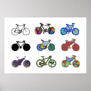 Radfahren :) Grafik-Bikes-Illustrationen Poster