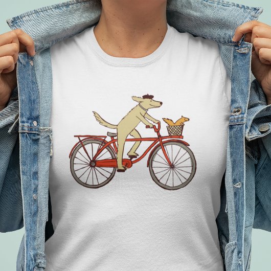 Radfahren Hund und Eichhörnchen Spaß Tierkunst Whi T-Shirt