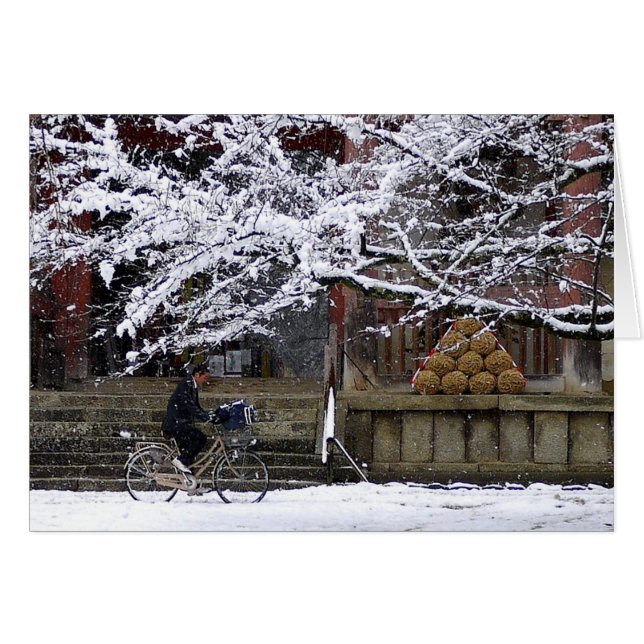 Radfahren im Schnee (Vorderseite (Horizontal))