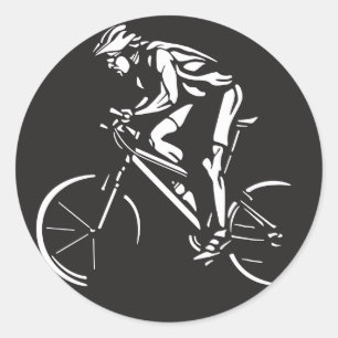 Radfahren inverse Silhouette Runder Aufkleber