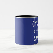 Radfahren ist meine Sanität Zweifarbige Tasse (Mittel)