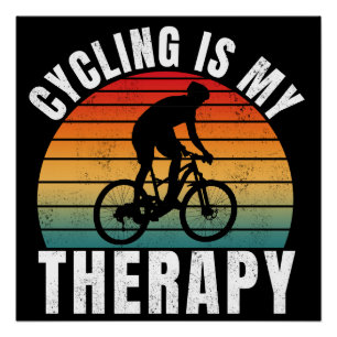 Radfahren ist meine Therapie Lustige Vintage-Typog Poster