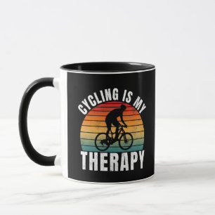 Radfahren ist meine Therapie Lustige Vintage-Typog Tasse