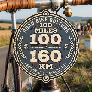 Radfahren Jahrhundert Fahrt 100 Meilen 160 KM Quadratischer Aufkleber