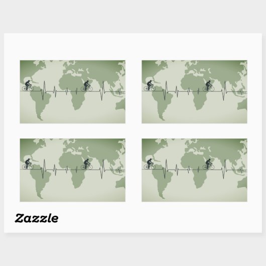 Radfahren Leben, Weltreisende Rechteckiger Aufkleber (Blatt)