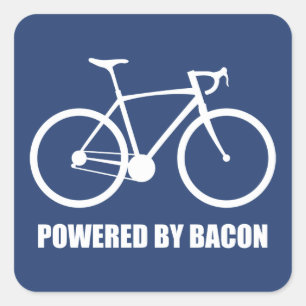 Radfahren mit Bacon Quadratischer Aufkleber