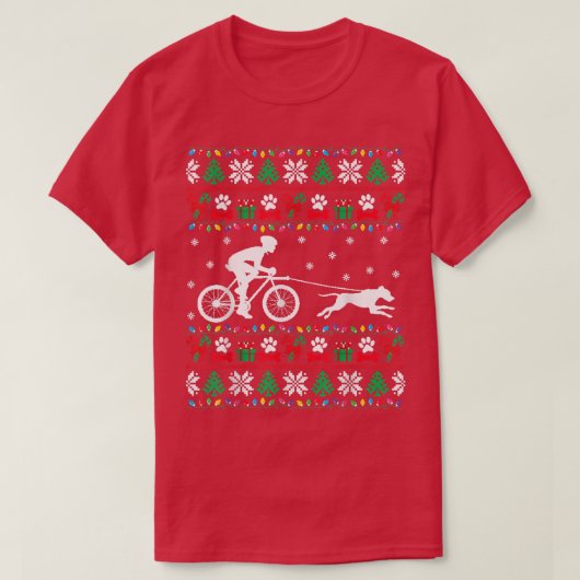 Radfahren mit Hunden Ugly Christmas Sweater Xm T-Shirt (Design vorne)