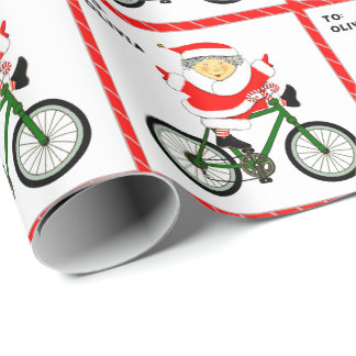 Radfahren Mrs. Claus Weihnachten Geschenkpapier