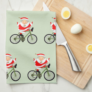 Radfahren Mrs. Claus Weihnachten Geschirrtuch