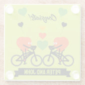 Radfahren paare romantische Hochzeit und Valentine Glasuntersetzer (Rückseite)