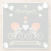 Radfahren paare romantische Hochzeit und Valentine Glasuntersetzer (Rückseite)