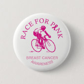 Radfahren-Rennen für Brustkrebs-Bewusstseins-Knopf Button (Vorderseite)