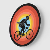 RADFAHREN SONNENUNTERGANG VINTAGE GROßE WANDUHR (Winkel)