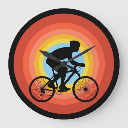 RADFAHREN SONNENUNTERGANG VINTAGE GROßE WANDUHR (Vorderseite)