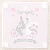 Radfahren Tandem Romantische Hochzeit und Verlobun Glasuntersetzer (Rückseite)