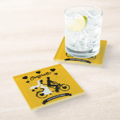 Radfahren Tandem Romantische Hochzeit und Verlobun Glasuntersetzer (Schrägansicht)